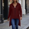 thumbnail image 6 of Edvintorg Women Jacket Full Zip Hooded Long Split Coat Lightweight Long Sleeve Casual Tunic Outerwear with Pocket Womens Clothing Wine S, 6 of 8