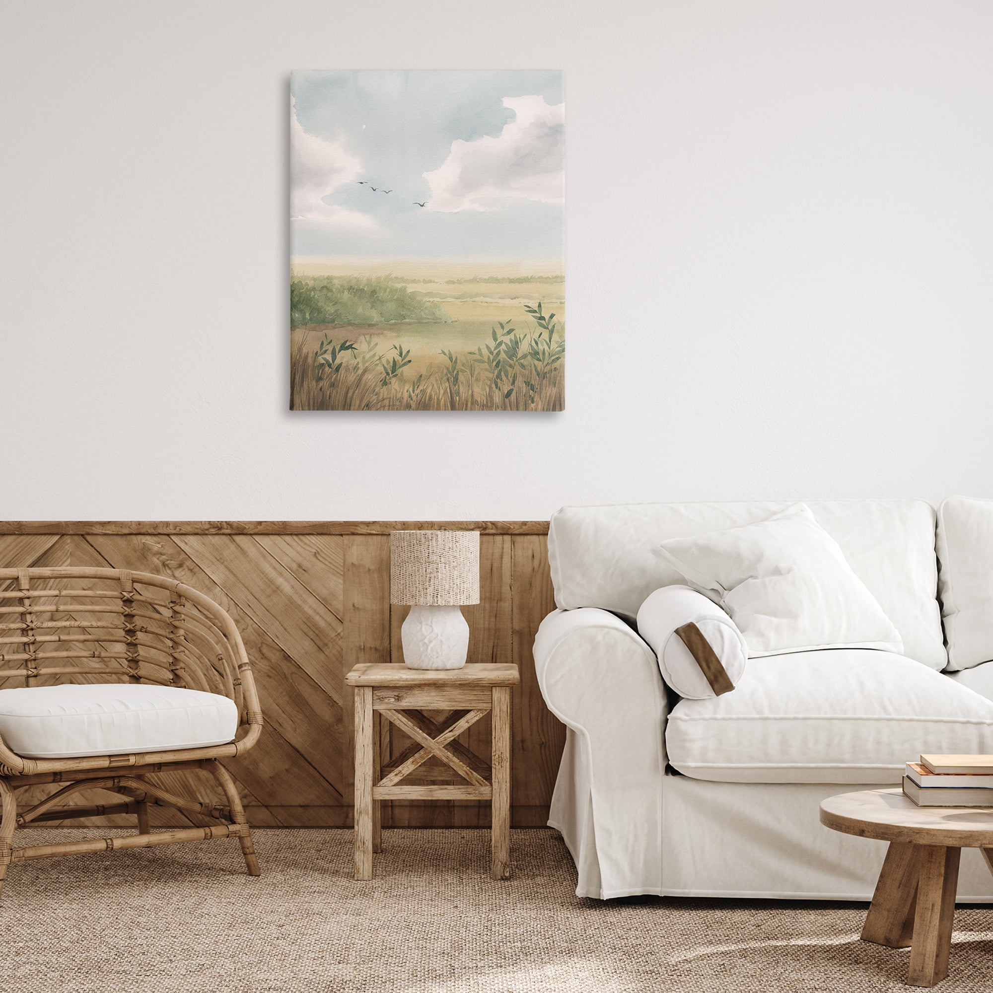 Stupell Industries Birds over Grasslands Landscape & Nature Painting Wrapped Canvas Art Print Wall Art, 30 x 40