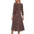 thumbnail image 3 of Fantaslook Fall Dresses for Women Smocked 3/4 Sleeve Dress Floral Midi Casual Dresses with Pockets, 3 of 8