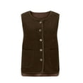 thumbnail image 6 of Womens Sherpa Vest Sleeveless Button Down/Zip Up Cropped Gilet Soft Fitted Fall Winter Warm Casual Jacket with Pockets, 6 of 8