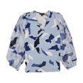 thumbnail image 1 of Alfani Womens Abstract Pullover Blouse, Blue, X-Small, 1 of 2