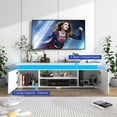 thumbnail image 5 of LED TV Stand for up to 85" TVs with Power Outlet, 75" Large Entertainment Center Console Table Gaming Soundbar Shelf with 2 Storage Cabinets, 5 of 9