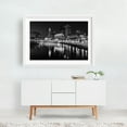 thumbnail image 2 of The Columbus Skyline - Columbus Ohio Photography Black and White Skyline City Architecture Nightlife Bridge White Framed Wall Art Print 24 x 36 inches, 2 of 3