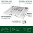 thumbnail image 6 of Bamboo Kitchen Drawer Organizer - Expandable Silverware Organizer/Utensil Holder and Cutlery Tray with Grooved Drawer Dividers for Flatware and Kitchen Utensils (9 Slots, White), 6 of 6