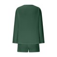 thumbnail image 4 of Women Summer Outfits Sets Two Piece Solid Color Cotton Wicks Soft Fabric Top And Shorts Home Two-Piece Set Long Sleeve V-Neck Top/Shirt Set Up to 65% off, 4 of 5