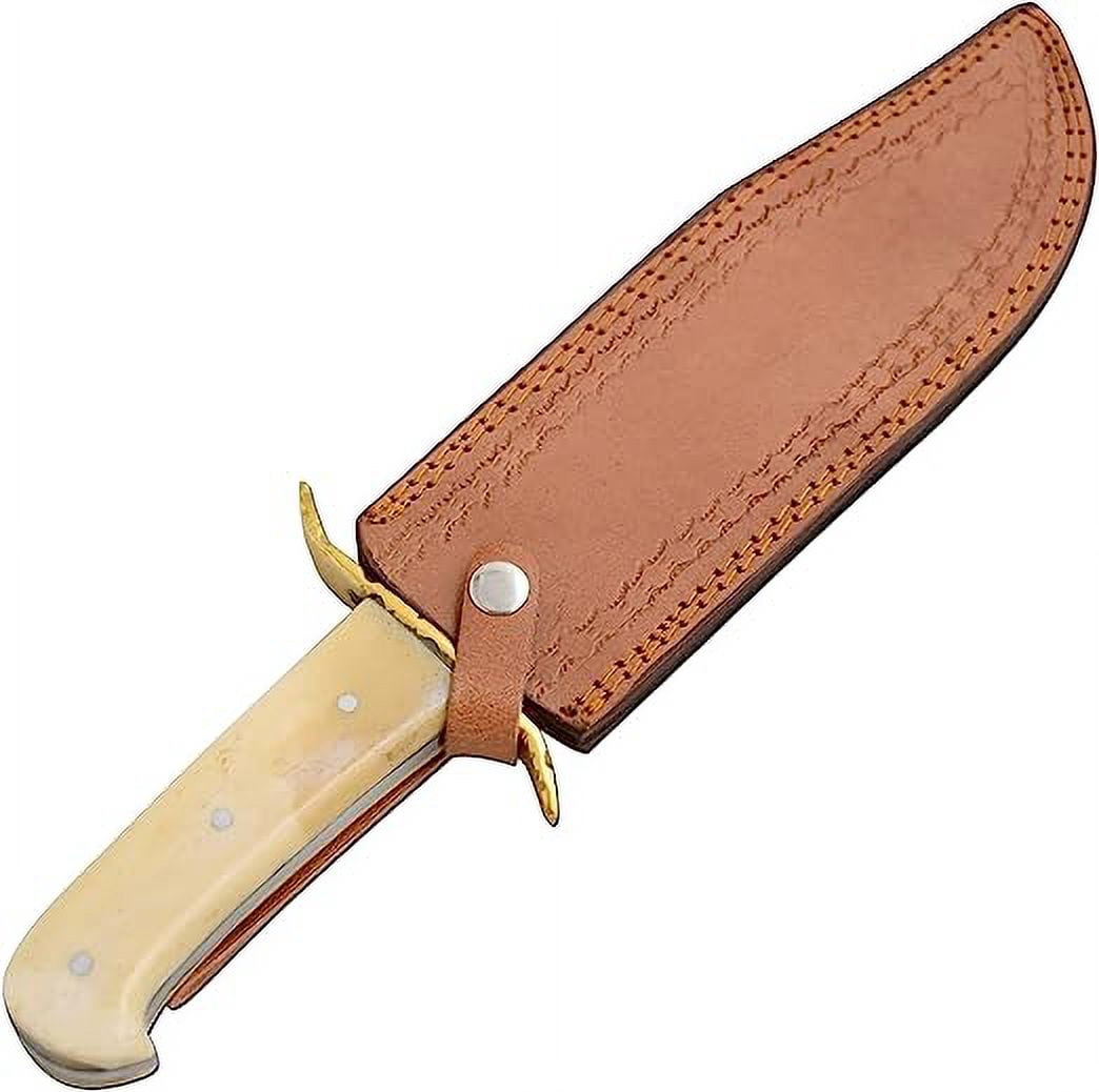Wild Turkey Handmade 15" Damascus Steel Bone Handle Bowie Knife