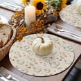 thumbnail image 6 of Fall Round Placemats Set of 4 White Pumpkin Place Mats Thanksgiving Woven Placemat Autumn Maple Leaf Linen Circle Braided Table Mat for Kitchen Dining Table Autumn Party Home Decor 15 Inch, 6 of 9