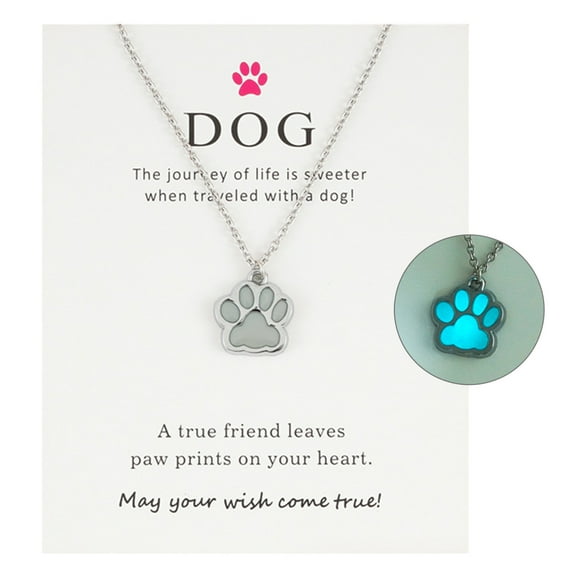 ZPAQI Glow in the Dark Necklace Cute Luminous Dog Paw Pendants Necklaces for Mens