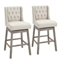 thumbnail image 2 of HOMCOM 2 Pieces Swivel Bar Stools Dining Chair with Footrest, Solid Wood Leg, 2 of 9