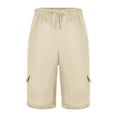 thumbnail image 6 of VSSSJ Cargo Shorts for Men Casual Loose Fit Drawstring Elastic Waist Multi-Pockets Outdoor Hiking Shorts Running Athletic Short Pants Beige L, 6 of 6