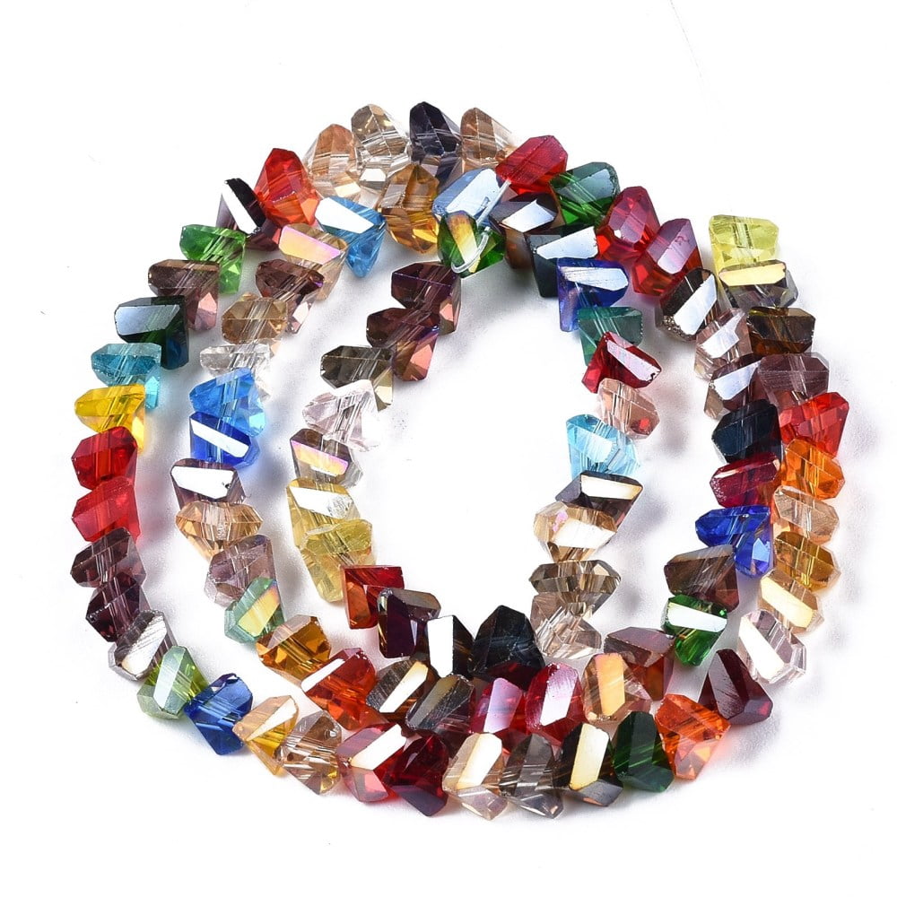 20 Strand Electroplate Glass Beads Strands Triangle Mixed Color 3.5x6x4.5mm Hole: 1mm about 100pcs/strand 13.39''(34cm)DIY