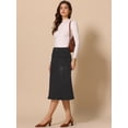 thumbnail image 2 of DARING DIVA Women's A-Line Button Front High Waist Midi Denim Skirts M Black, 2 of 6