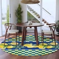 thumbnail image 3 of Watercolor Lemon Round Area Rug 7Ft Washable Circle Rugs for Dorm Laundry Room, Navy Blue Yellow Buffalo Plaid Summer Non-Slip Carpet Floor Mats Indoor Outdoor Carpet Runner Aesthetic Home Decor, 3 of 8