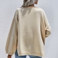 thumbnail image 4 of Suéter de Punto Cuello Redondo Bolsillo Color Puro Jersey Manga Larga Suéter Casual para Mujer Albaricoque XL, 4 of 6