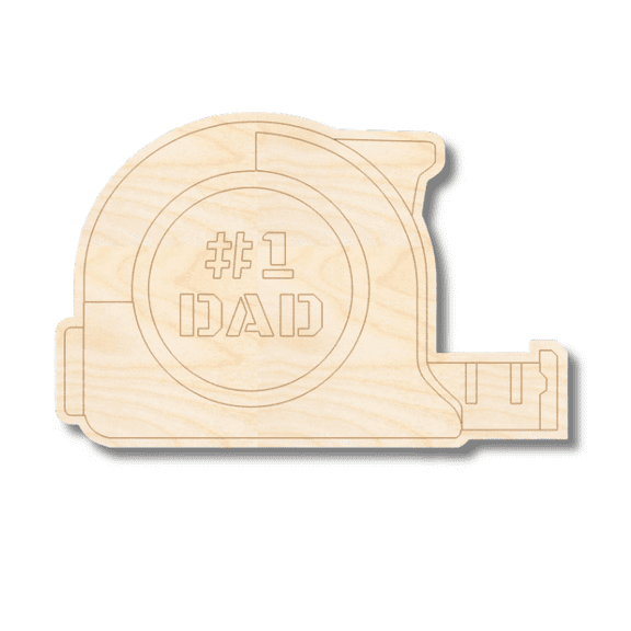 Unfinished Wood Etched #1 Dad Tape Measure Shape 10" / 1/8"