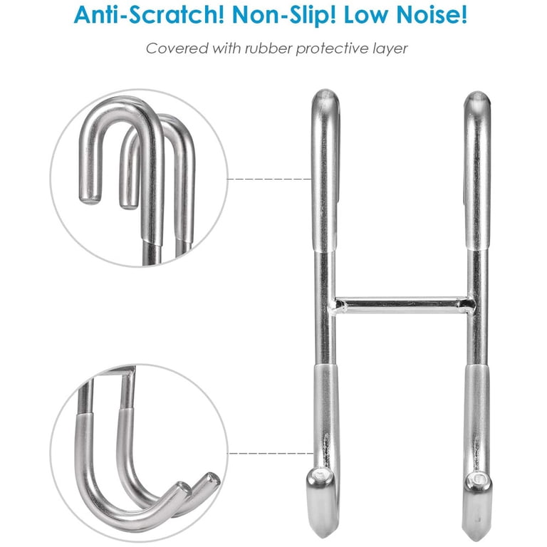 4 Pack Stainless Steel Z-Shaped Over-the-Door Hook – No-Drill Hanging Solution For Clothes, Towels, Hats & Robes, Fits 2 Door Thicknesses (Black)