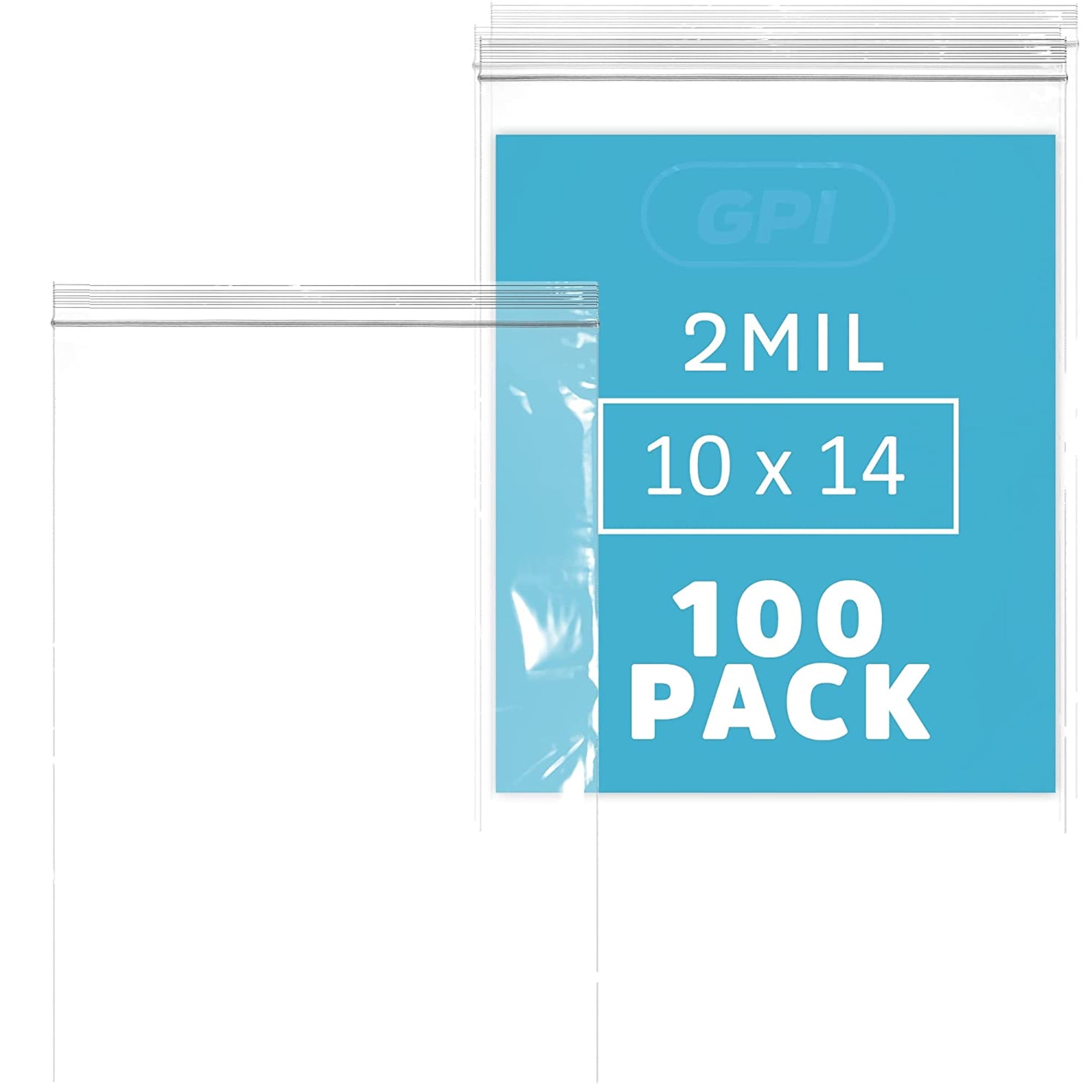 GPI 10” x 14” Reclosable Ziplock Bag 2 Mil Jumbo Clear Zipper Bags for