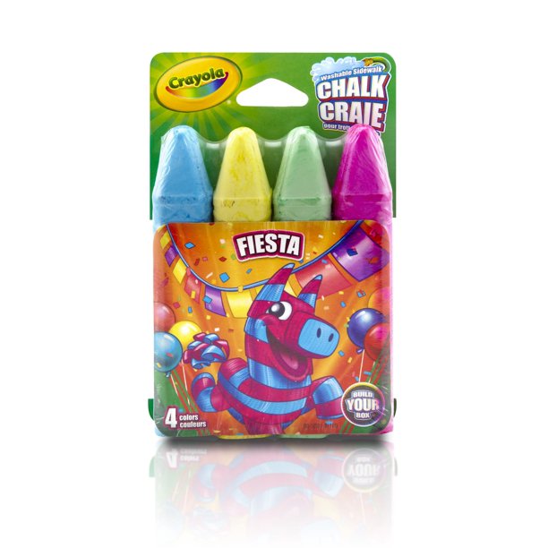 Crayola Washable Sidewalk Chalk, Fiesta, 4 Count