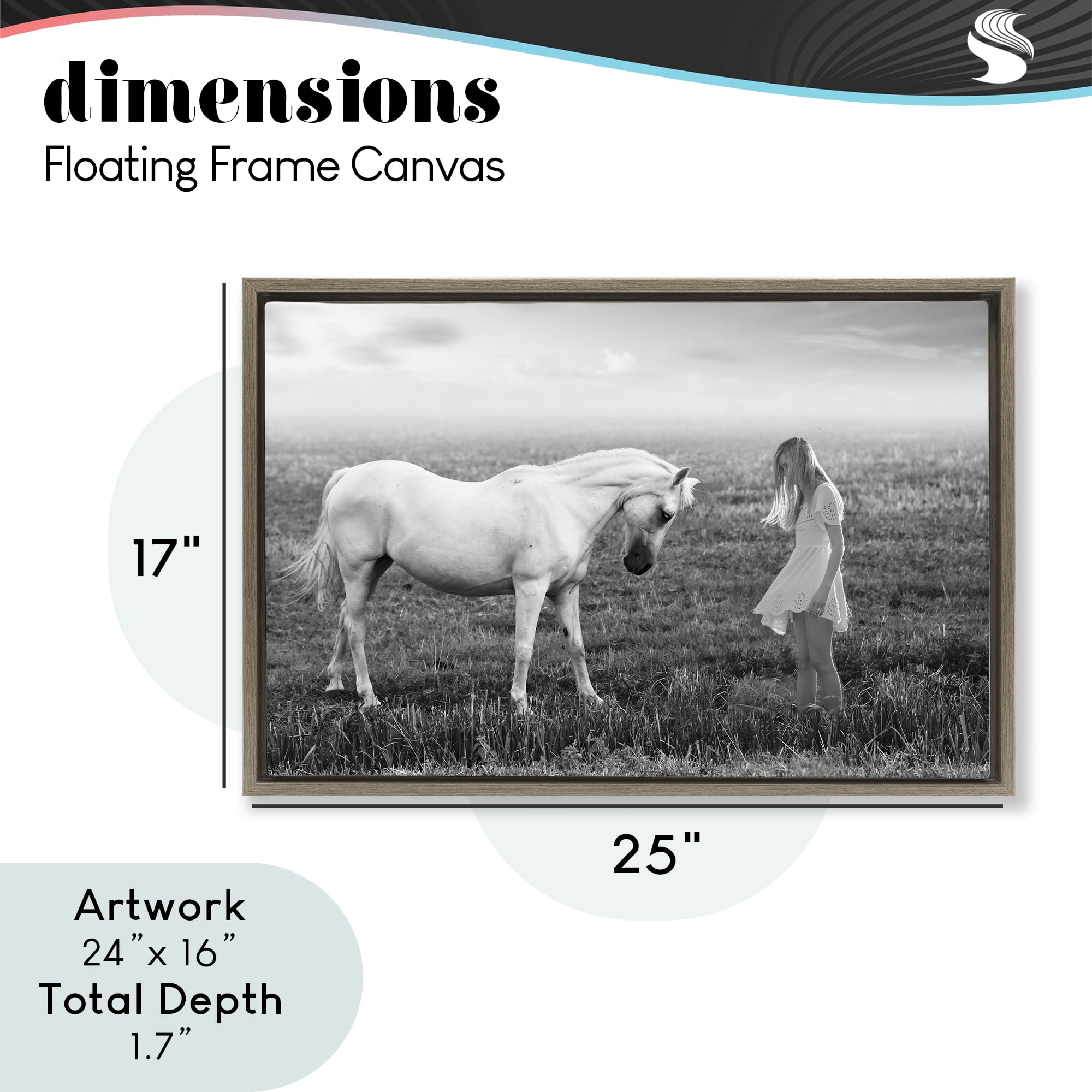 Her White Horse Brown Framed Floater Canvas Wall Art, design by Ata Alishahi
