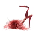 thumbnail image 2 of XYD Women Open Toe Feather Sandals Adjustable Strap Buckles High Stiletto Heels Wedding Party Summer Shoes Size 14.5 Red, 2 of 4