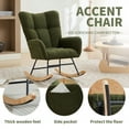 thumbnail image 6 of BISHE Modern Nursery Rocking Chair Upholstered Glider Chair with High Backrest Rocker Accent Armchair with Solid Wood Legs for Nursery Bedroom Living Room Teddy, Dark Green, 6 of 6