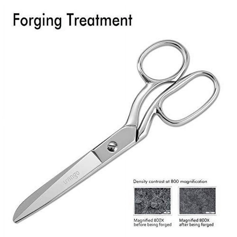 LIVINGO 8 Professional Heavy Duty Tailor Fabric Scissors, Dressmaker  Sewing Classic Stainless Steel Ultra Sharp Forged Shears, Bent 