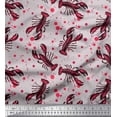 thumbnail image 1 of Soimoi Poly Georgette Fabric Dot & Lobster Ocean Decor Fabric Printed Yard 52 Inch Wide, 1 of 3