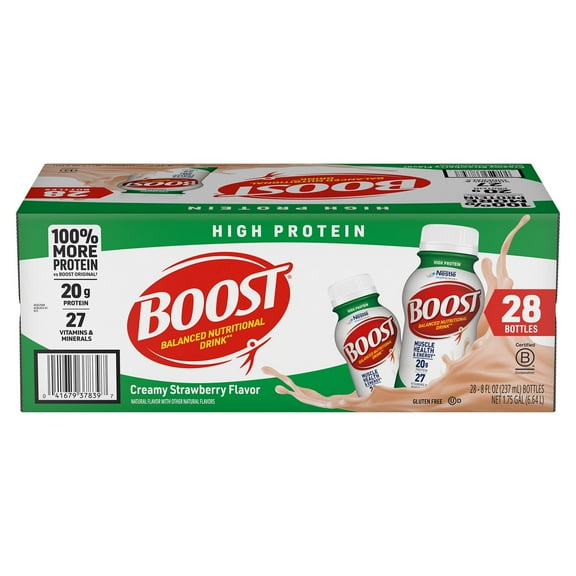 BOOST 20g High Protein Nutritional Drink, Strawberry 8 fl. oz., 28 ct.