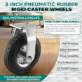thumbnail image 5 of (2 Pack) 8 Inch Caster Wheels, Pneumatic Rigid Caster Wheels with Zinc Top Plate for Cart, Dolly, Trolley, Workbench and Wagon, All Terrain Casters, Black Rubber Wheels, 590 Lbs Total Capacity, 5 of 7
