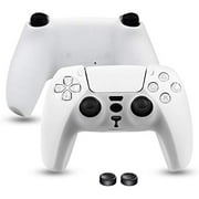 PS5 Controller Skin, Niclogi Anti-Slip Grip Silicone Cover Protector Case for Sony Playstation 5 DualSense Wireless Controller with 2 Thumb Grip Caps (White)