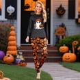 thumbnail image 5 of Yuaguia Family Matching Halloween Pajamas Set, Long Sleeve Black Ghost Print Top and Pumpkin Pants Sleepwear, Spooky Holiday Loungewear for Family Party, Home Outfits, Women 3XL, 5 of 5