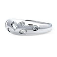 thumbnail image 5 of BERRICLE Sterling Silver Dome Cubic Zirconia CZ Stackable Fashion Anniversary Band for Unisex, Rhodium Plated Size 5.5, 5 of 12