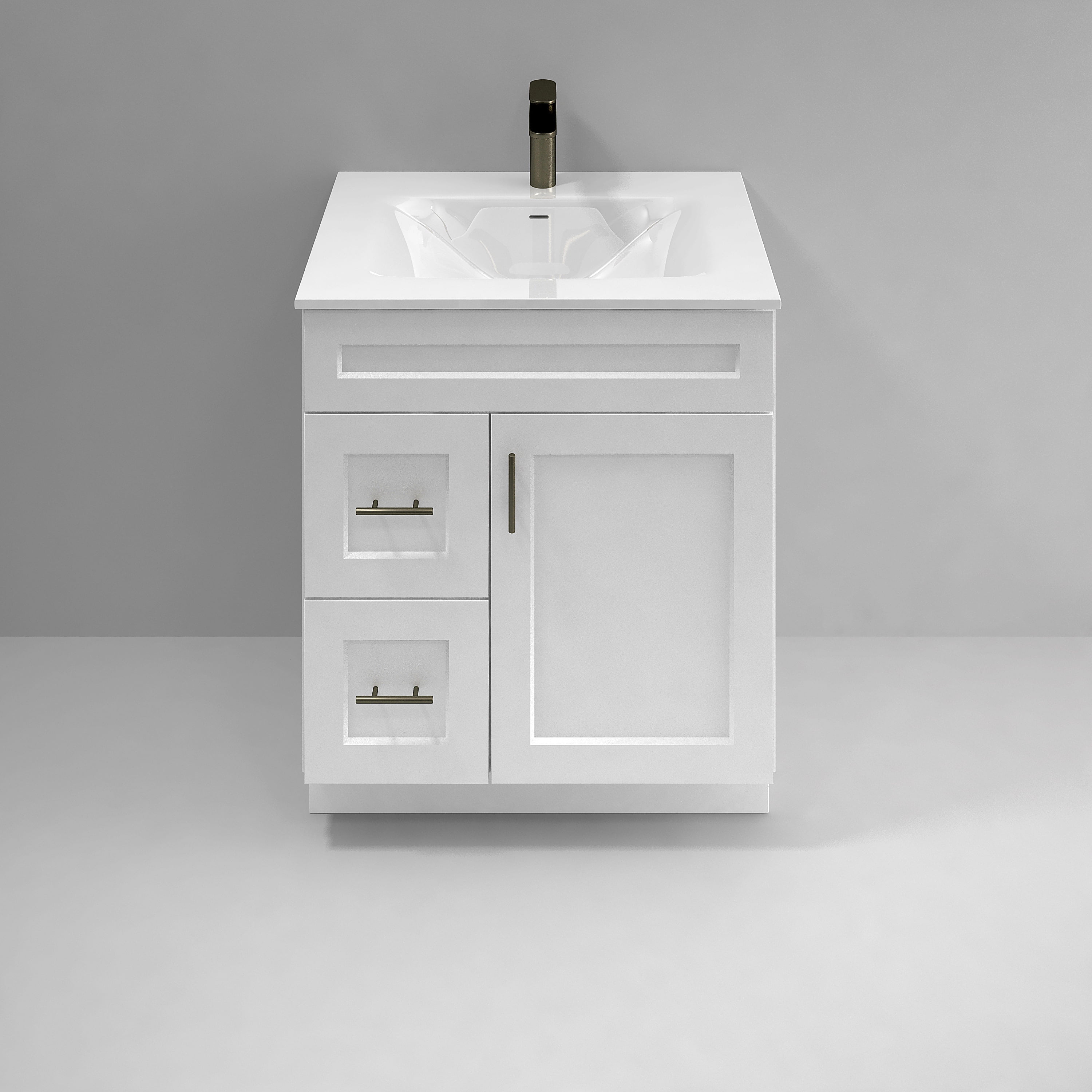 White Shaker Bathroom Vanity Sink Base with Drawers 30" Ready-to-Assemble Cabinet