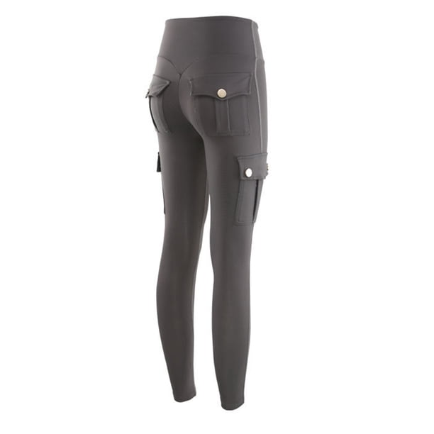 Qarigey Pantalones cortos de Yoga ajustados de cintura alta, pantalones de Fitness, mallas deportivas de entrenamiento a la cadera, ropa de Prendas para la parte inferior del cuerpo Gris oscuro SG