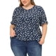 thumbnail image 2 of Women's Plus Size Tops for Women V Neck Floral Print Ruffle Short Sleeve Tiered Babydoll Blouses Navy Blue 1X, 2 of 5