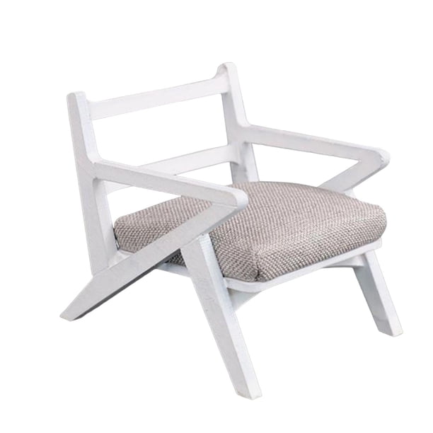 1:12 , sofá, sillón, muebles, accesorios para fotos, hecha a mano, accesorios de decoración, Mini silla para balcón, Blanco Hugo Sillón de sofá de casa de muñecas