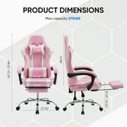 EDX Ergonomic Gaming Chair High Back Office Chair with Lumbar Support and Adjustable Armrests Swivel Racing Chair, Pink and White