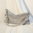 thumbnail image 3 of Women's Rhinestone Gingham Check Evening Purse Handbag, Silver, 3 of 9