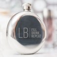 thumbnail image 2 of Weddingstar Customizable Silver Stainless Steel Round Hip Flask \u2013 Modern Monogram and Text Engraving, 2 of 3