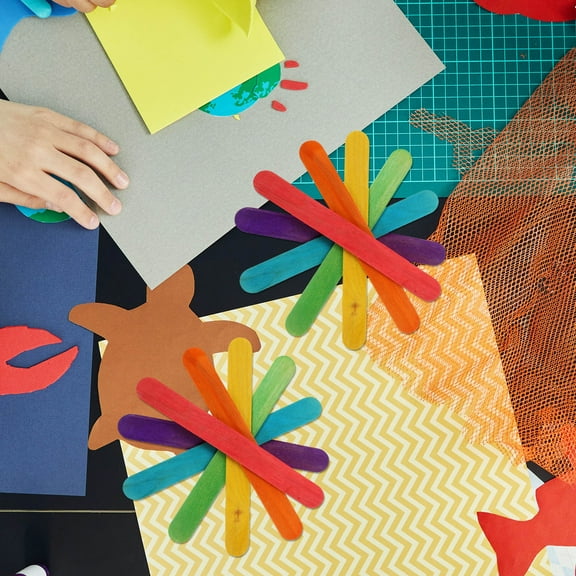 OUNONA 100pcs Colored Popsicle Sticks for Crafts Colored Wooden Craft Sticks Ice Cream Sticks Popsicle Sticks Craft Sticks Wax Sticks Wooden Sticks