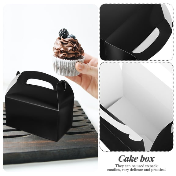 HINTRMENT 10Pcs Takeaway Cake Boxes Rectangular Cake Packaging Box for Small Banquet Black White Cardboard 9.4x7.1x3.5in