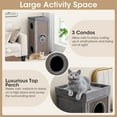 thumbnail image 4 of Pefilos 39" Cat House for Indoor Cats, Cat Condo Scratcher Furniture, Cat Cave Bed with Scratching Posts, 3 Hideaways, 4 Soft Plush Cushion, Gray, 4 of 11