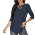 thumbnail image 4 of LYXSSBYX Women Long Sleeve Dress Fashion Womens Long Sleeve Pure-Color V Neck Shirts Casual Elegant Pullover Tops, 4 of 8