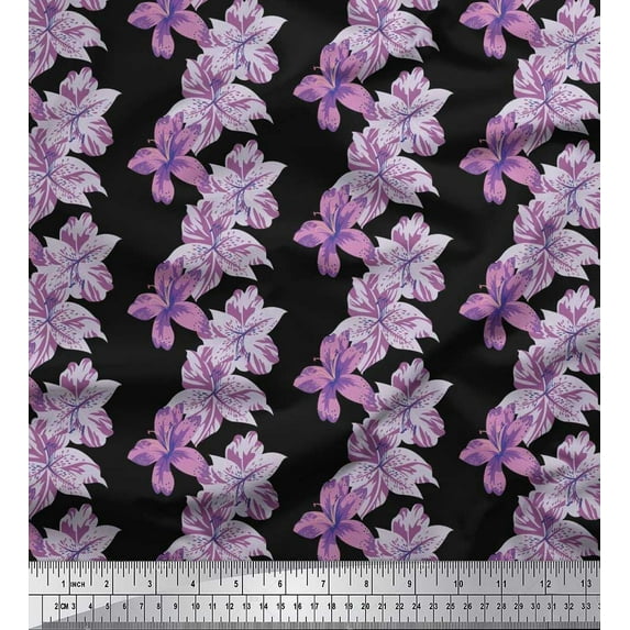 Soimoi Poly Georgette Fabric Flower Floral Print Fabric by The Yard 42 Inch Wide