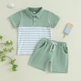 thumbnail image 4 of Toddler Boy Outfits Baby Boys Shorts CLothes Set Child Kids Spring Summer Button Short-sleeved Sports 3 6 12 18 24 Months 3T Tops Clothes Tshirt 2PCS, 4 of 7