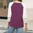 thumbnail image 5 of zbxnLI 3/4 Length Sleeve Womens Tops Hollow out Cuffed Casual Blouse Women Crewneck Loose Tunic Shirts, 5 of 8