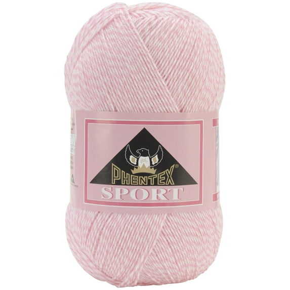 Phentex Sport Solids Yarn-Baby Pink Marble - Pink & White
