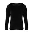 thumbnail image 4 of Hvyesh Womens Velvet Tunin Tops Long Sleeve Round Neck Tshirt Blouse Slim Fit Solid Tee Shirt Trendy Velvet Holiday Shirt, 4 of 7