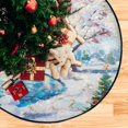 thumbnail image 4 of Winter Snow Tree Christmas Tree Mats Waterproof Tree Skirt, Cute Snowman Xmas Tree Stand Tray Mat Floor Protector Pad for Holiday Party Decoration, 28.3", 4 of 6