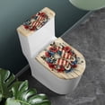 thumbnail image 2 of Yuyamidu Butterfly Toilet Lid and Tank Cover Set of 2 American Flag Toilet Seat Cover Protector for Bathroom Hotel Protect Hands from Splash Liquid Scratches, Wood Print, 2 of 7